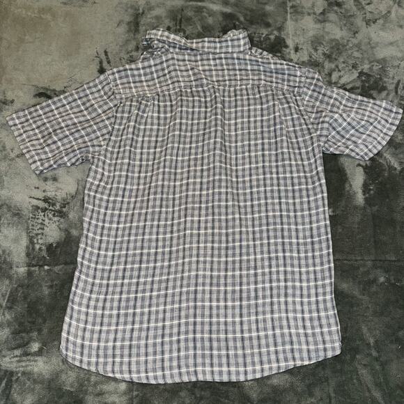 Pendleton Malone Shirt Mens Small Gray White Plaid Short Sleeve Linen Button-Up - Picture 2 of 7